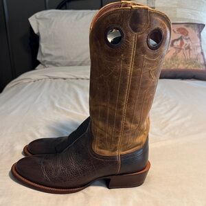 Tecovas Two-Tone Brown Leather Pull-On Cowboy Boots